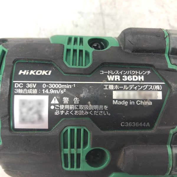 HiKOKI ハイコーキ マルチボルト36V対応 12.7mm コードレスインパクトレンチ 最大トルク350N・m アグレッシブグリーン 本体のみ フック欠品 WR36DH 中古