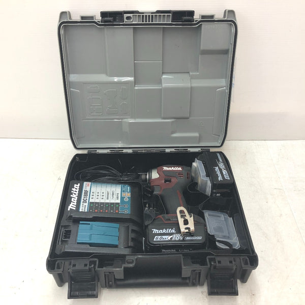 makita マキタ 18V 6.0Ah 充電式インパクトドライバ オーセンティックレッド ケース・充電器・バッテリ2個セット TD173DGXAR 中古美品