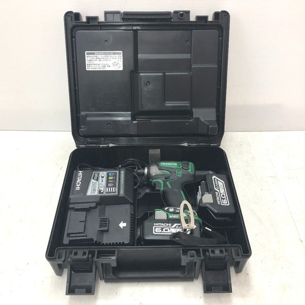 日立工機 HiKOKI ハイコーキ 18V 6.0Ah コードレスインパクトドライバ アグレッシブグリーン ケース・充電器・バッテリ2個セット WH18DDL2(2LYPK)(L) 中古美品
