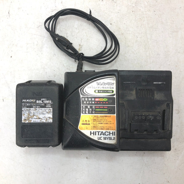 日立工機 HiKOKI ハイコーキ 18V対応 コードレスインパクトドライバ 充電器・バッテリ1個セット 軸ブレあり 動作音大 カバー破れあり WH18DDL 中古