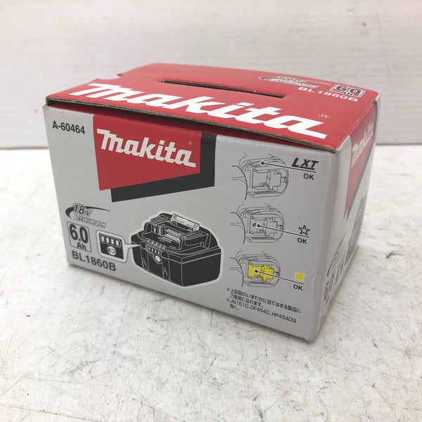 makita マキタ 18V 6.0Ah Li-ionバッテリ 残量表示付 雪マーク付 検品済 化粧箱入 BL1860B A-60464 未使用品