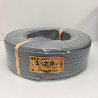 富士電線工業 VVFケーブル 600Vビニル絶縁ビニルシースケーブル平形 VA 3×2.0mm 3心 3芯 3C LFV-R 灰 条長100m 赤白黒 未開封品