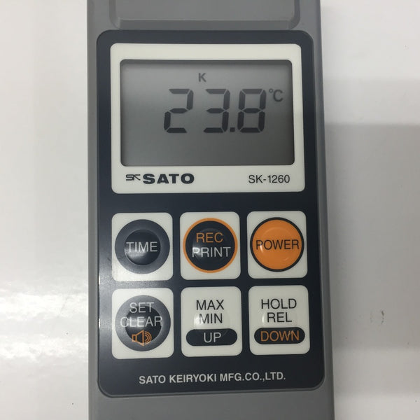 SATO 佐藤計量器製作所 メモリ機能付防水型デジタル温度計 工業用 -30℃～199.9℃ ソフトケース・標準センサ付 SK-1260 中古