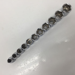 SnapOn (スナップオン) 3/8’’ シャローソケットセット/mmタイプ 9~19mm 6角 トレイ・8mm欠品 11個セット 212FSMY 中古