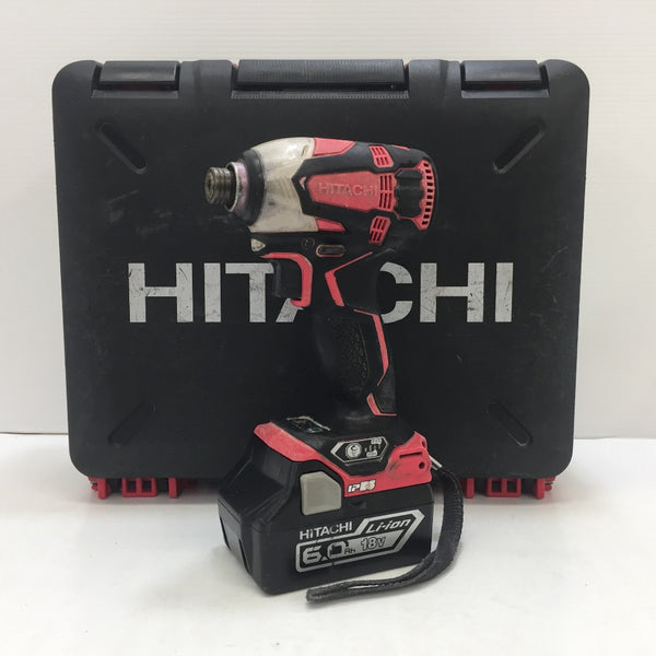 日立工機 HiKOKI 18V 6.0Ah コードレスインパクトドライバ スペシャルレッド ケース・充電器・バッテリ2個セット バッテリ消耗あり WH18DDL2(2LYPK)(SR) 中古