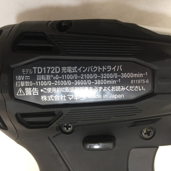 makita (マキタ) 18V対応 充電式インパクトドライバ 黒 ケース付 TD172D 未使用品