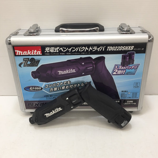 makita (マキタ) 7.2V 1.5Ah 充電式ペンインパクトドライバ 黒 ケース・充電器・バッテリ2個セット TD022DSHXB 美品