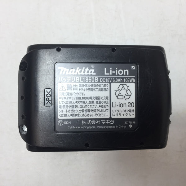 makita (マキタ) 18V 6.0Ah Li-ionバッテリ 残量表示付 雪マーク付 充電回数2回 BL1860B A-60464 中古美品