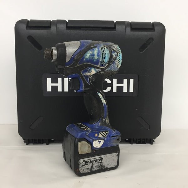 日立工機 HiKOKI 14.4V 3.0Ah コードレスインパクトドライバ ソリッドブルー ケース・充電器・バッテリ1個セット スイッチパネル穴あき  WH14DBAL2 中古 | テイクハンズ takehands | 工具専門店 テイクハンズ