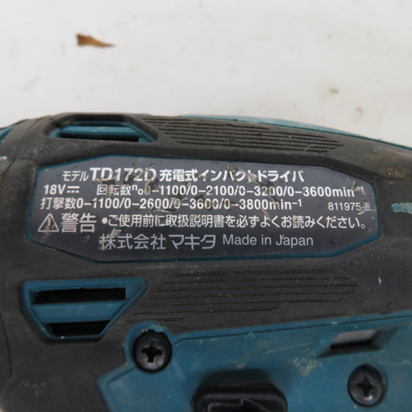 makita (マキタ) 18V対応 充電式インパクトドライバ 青 本体のみ TD172D 中古