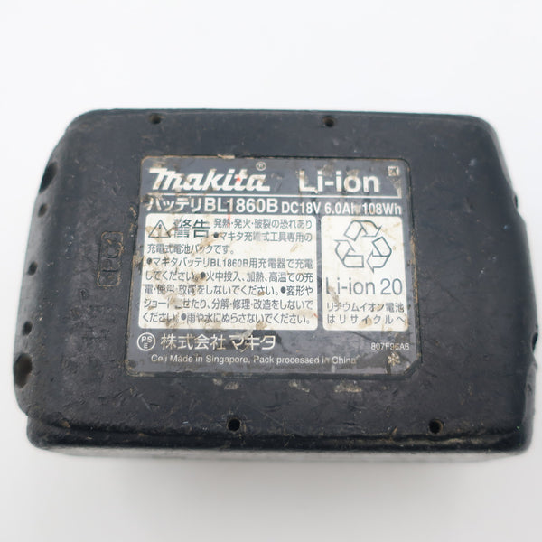 makita (マキタ) 18V 6.0Ah Li-ionバッテリ 残量表示付 雪マーク付 充電回数27回 BL1860B A-60464 中古