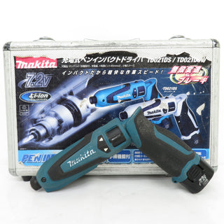 makita (マキタ) 7.2V 1.0Ah 充電式ペンインパクトドライバ 青 ケース・充電器・バッテリ1個セット TD021DS 中古