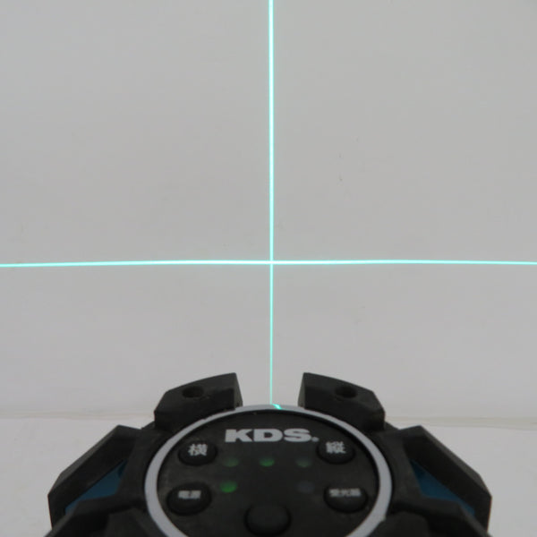 ムラテックKDS レーザー墨出器 グリーンレーザー 水平ライン4方向・たちライン4方向・地墨点・鉛直 充電式 ケース・受光器・三脚・ACアダプタ・バッテリ2個セット DSL-901RG 中古