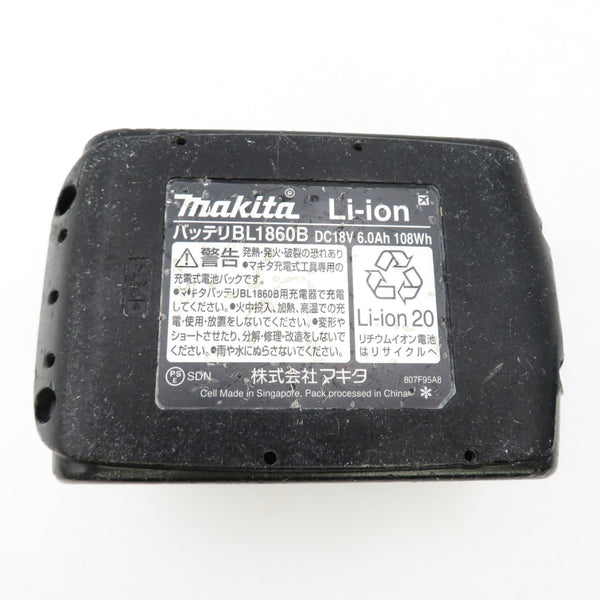 makita (マキタ) 18V 6.0Ah Li-ionバッテリ 残量表示付 雪マーク付 充電回数254回 BL1860B A-60464 中古