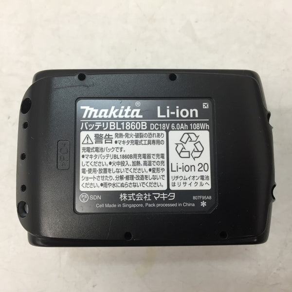 makita (マキタ) 18V 6.0Ah Li-ionバッテリ 残量表示付 雪マーク付 充電回数2回 BL1860B A-60464 美品