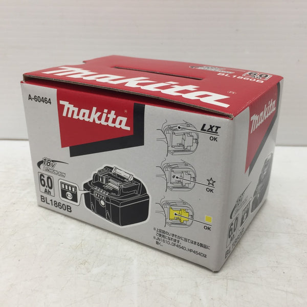 makita (マキタ) 18V 6.0Ah Li-ionバッテリ 残量表示付 雪マーク付 検品済 化粧箱入 BL1860B A-60464 未使用品