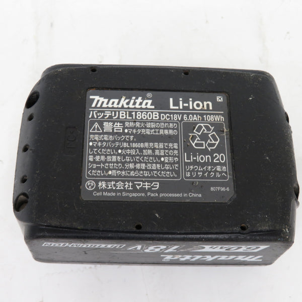 makita マキタ 18V 6.0Ah Li-ionバッテリ 残量表示付 雪マークなし 充電回数50回 BL1860B A-60464 中古