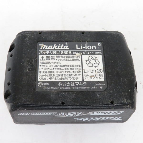 makita (マキタ) 18V 6.0Ah Li-ionバッテリ 残量表示付 雪マーク付 充電回数22回 BL1860B A-60464 中古