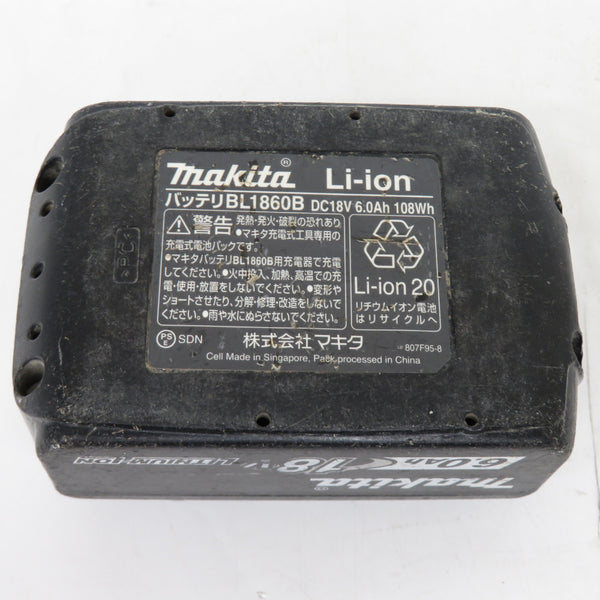 makita マキタ 18V 6.0Ah Li-ionバッテリ 残量表示付 雪マークなし 充電回数65回 BL1860B A-60464 中古