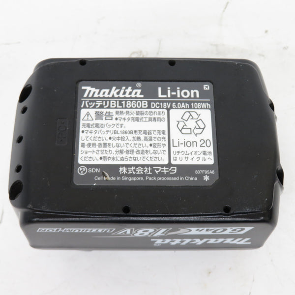 makita (マキタ) 18V 6.0Ah Li-ionバッテリ 残量表示付 雪マーク付 充電回数5回 BL1860B A-60464 中古美品