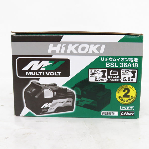 HiKOKI (ハイコーキ) マルチボルト 36V-2.5Ah 18V-5.0Ah Li-ionバッテリ リチウムイオン電池 Bluetooth無線連動機能なし BSL36A18 0037-1749 未使用品