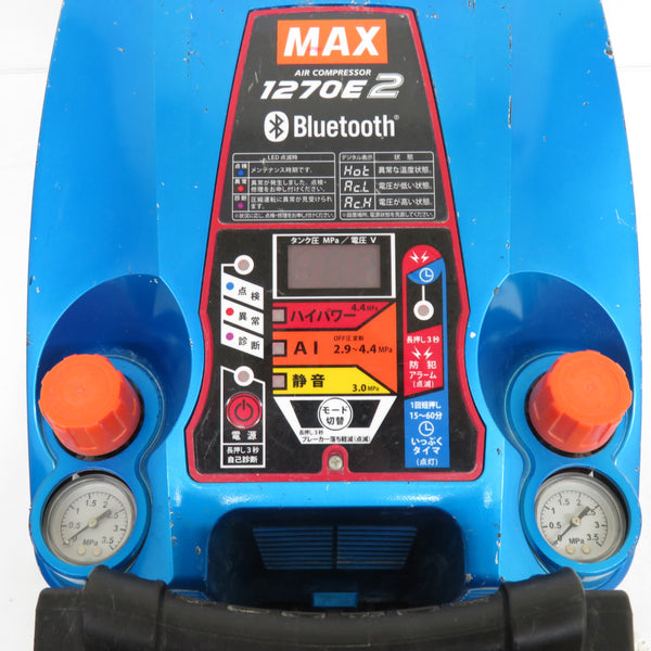 MAX (マックス) エアコンプレッサ 高圧専用 11L 青 運転時間1000時間超 点検LED点灯 フル充てんまで約6分 AK-HH1270E2 アクアブルー 中古
