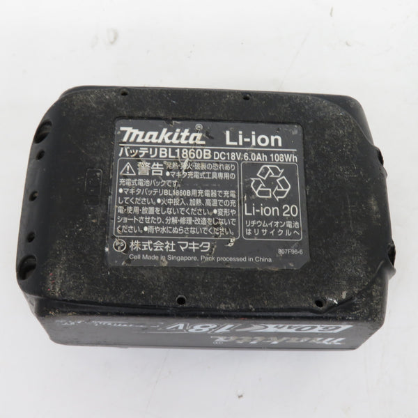 makita (マキタ) 18V 6.0Ah Li-ionバッテリ 残量表示付 雪マークなし 充電回数139回 BL1860B A-60464 中古
