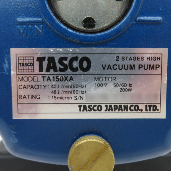 イチネンTASCO タスコ 100V 高性能ツーステージ真空ポンプ 真空ゲージ付 通電確認のみ TA150XA 中古