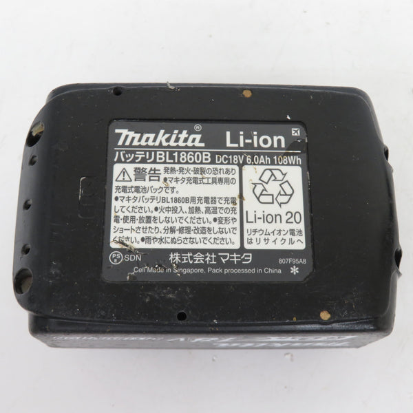 makita (マキタ) 18V 6.0Ah Li-ionバッテリ 残量表示付 雪マーク付 充電回数102回 BL1860B A-60464 中古