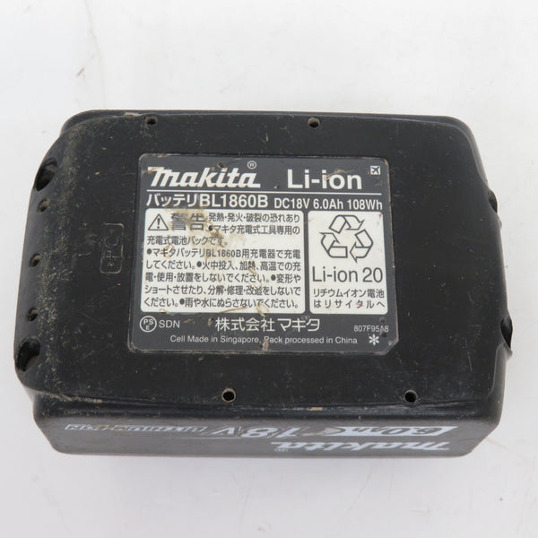 makita (マキタ) 18V 6.0Ah Li-ionバッテリ 残量表示付 雪マーク付 充電回数41回 BL1860B A-60464 中古