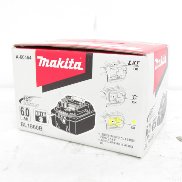 makita (マキタ) 18V 6.0Ah Li-ionバッテリ 残量表示付 雪マーク付 化粧箱付 充電回数23回 BL1860B A-60464 中古