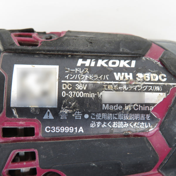 HiKOKI (ハイコーキ) マルチボルト36V対応 コードレスインパクトドライバ フレアレッド 本体のみ WH36DC 中古