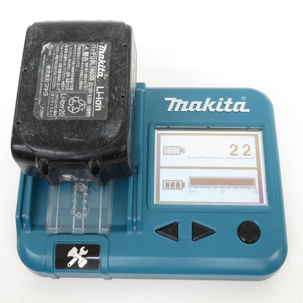 makita (マキタ) 18V 6.0Ah Li-ionバッテリ 残量表示付 雪マークなし 充電回数22回 BL1860B A-60464 中古