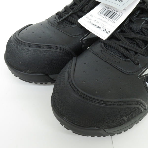 Mizuno (ミズノ) プロテクティブスニーカー 安全靴 オールマイティ C1GA160009 JSAA A種認定 26.0cm ブラック×シルバー EEE C1GA160009 未着用品