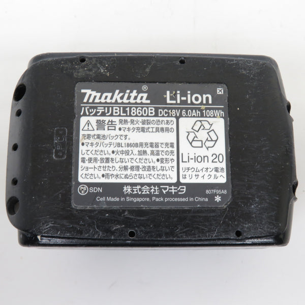 makita (マキタ) 18V 6.0Ah Li-ionバッテリ 残量表示付 雪マーク付 充電回数54回 BL1860B A-60464 中古