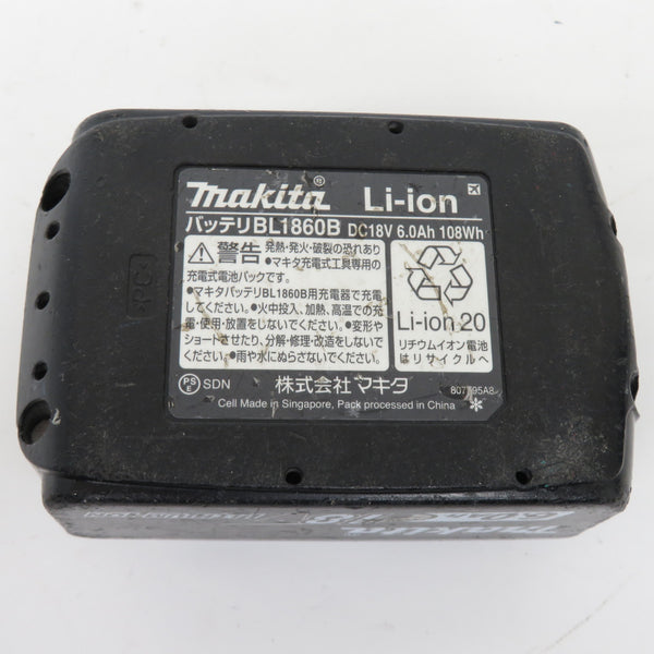 makita (マキタ) 18V 6.0Ah Li-ionバッテリ 残量表示付 雪マーク付 充電回数24回 BL1860B A-60464 中古