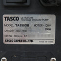 イチネンTASCO タスコ 100V オイル逆流防止弁付 ウルトラミニツーステージ 真空ポンプ 通電確認のみ 電源コード修復あとあり TA150SB-2 中古