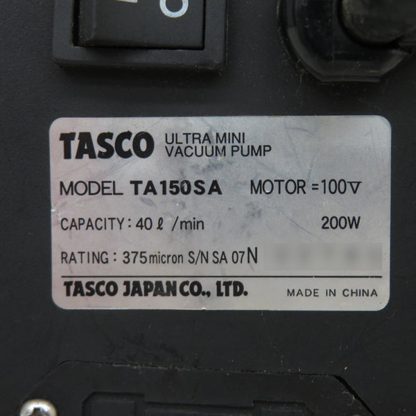 イチネンTASCO タスコ 100V オイル逆流防止弁付 ウルトラミニシングルステージ 真空ポンプ 通電確認のみ TA150SA-2 中古