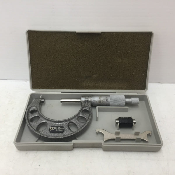 NSK 日本測定工具 外側標準マイクロメーター 測定範囲25-50mm ケース付 YAB03M 中古