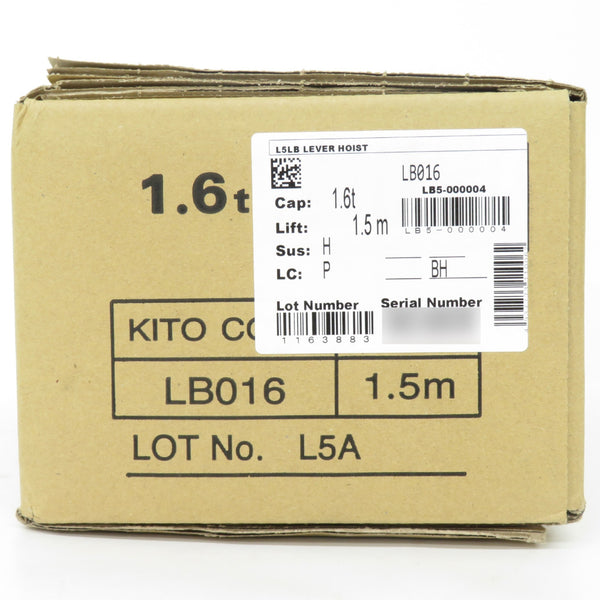 KITO キトー レバーブロックL5形 1.6t×1.5m LB016 未開封品
