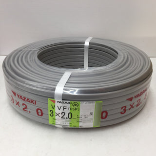 YAZAKI (矢崎エナジーシステム) VVFケーブル VA 3×2.0mm 3心 3芯 3C PbF 灰 条長100m 赤白黒 未開封品